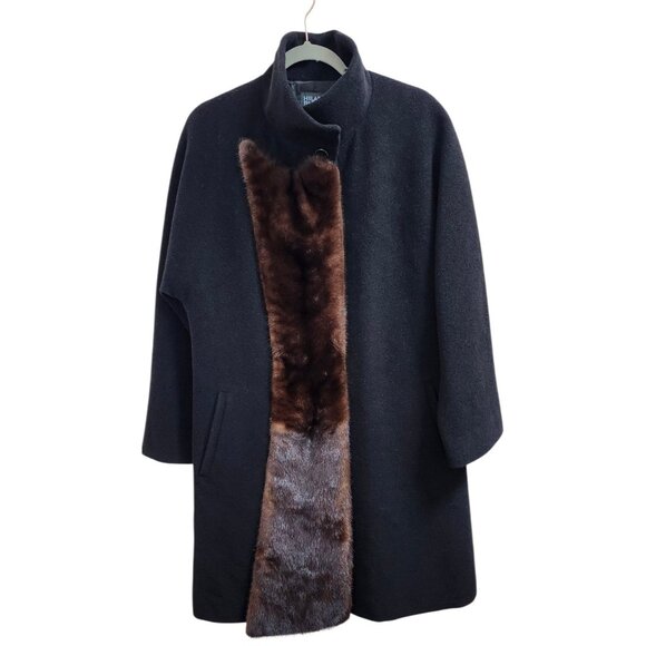 Hilary Radley 100% Alpaca Black Coat Women Size 4 Luxury Winter Overcoat - Picture 5 of 15